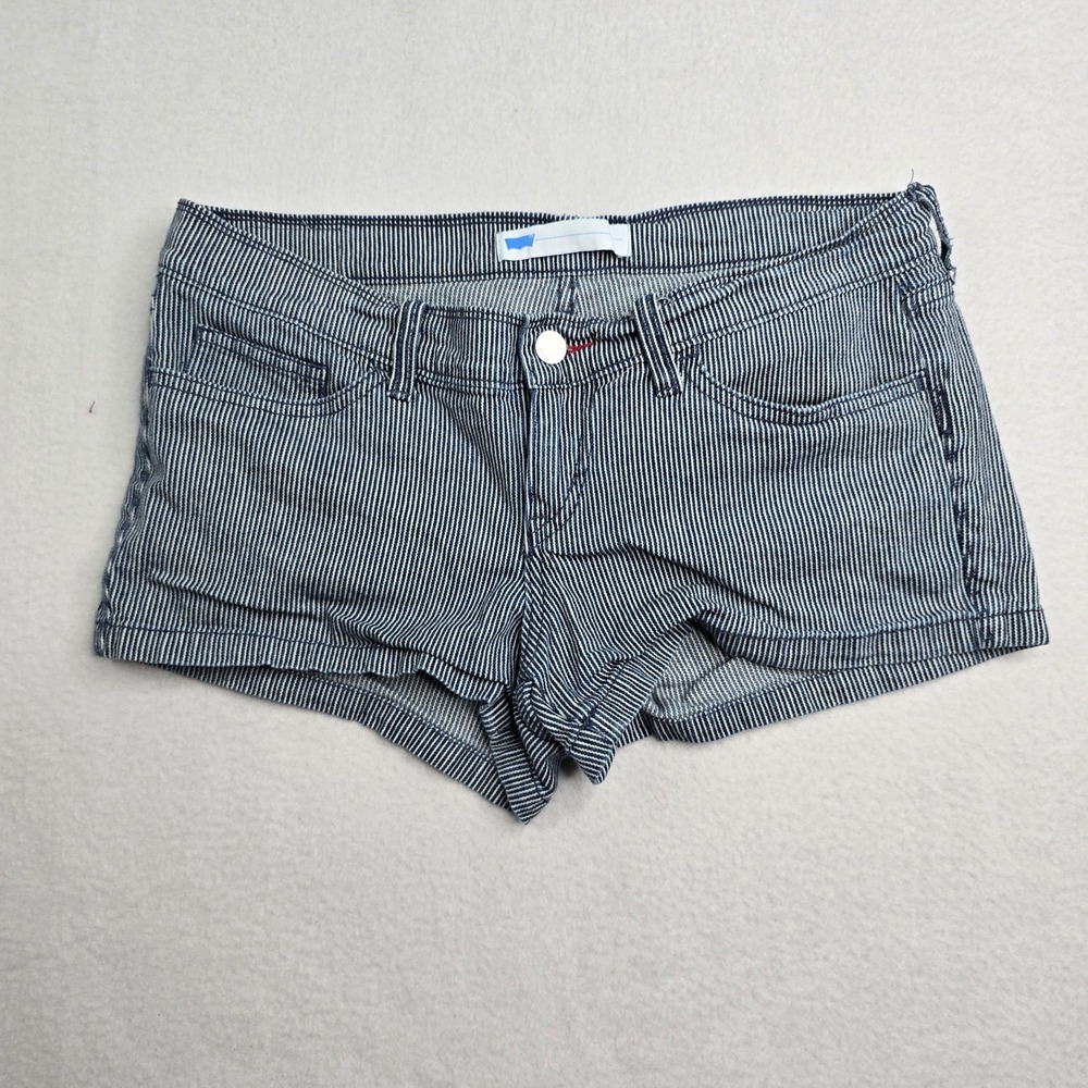 Levi's‎ Women's Striped Denim Shorts Blue White Pinstripe Size 7 W28 Rare micro